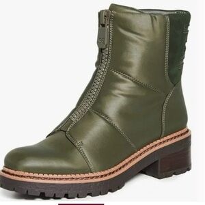 Women's 9M SAM EDELMAN Olive Green JALISSA Leather/Nylon Puffer Boots
